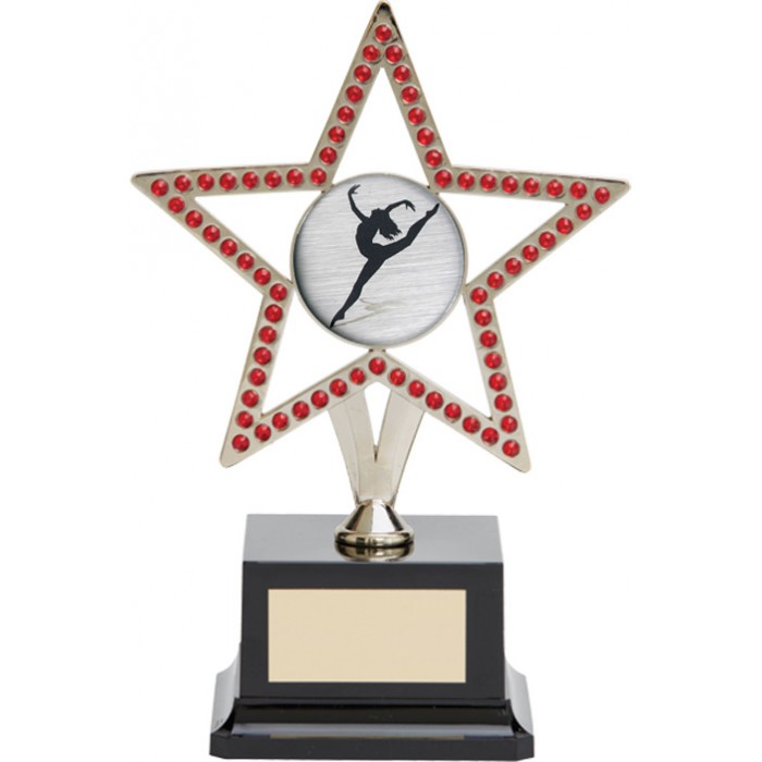  10'' SILVER METAL STAR WITH RED GEMSTONES - CHOICE OF SPORTS CENTRE 